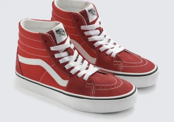 TÊNIS SK8-HI VANS CHECKERBOARD DAY RED TRUE WHITE