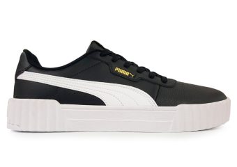 TÊNIS PUMA CARINA 3.0 BDP BLACK/WHITE GOLD-COURO