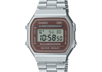 RELÓGIO DE PULSO CASIO VINTAGE DIGITAL CAIXA RESINA PRATA PULSEIRA AÇO PRATA