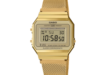RELÓGIO DE PULSO CASIO VINTAGE DIGITAL CAIXA RESINA DOURADA PULSEIRA AÇO DOURADA
