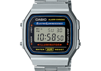 RELÓGIO DE PULSO CASIO VINTAGE DIGITAL CAIXA RESINA/PULSEIRA AÇO PRATA FUNDO PRETO